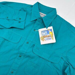 Bimini Bay‎ Men's Big Game Poplin Long Sleeve Fishing Shirt, Size Medium, Parrot